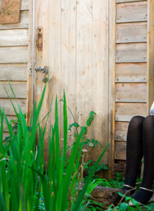 Country girl Shaminee in jeans skirts goes nude to flash her hairy pussy